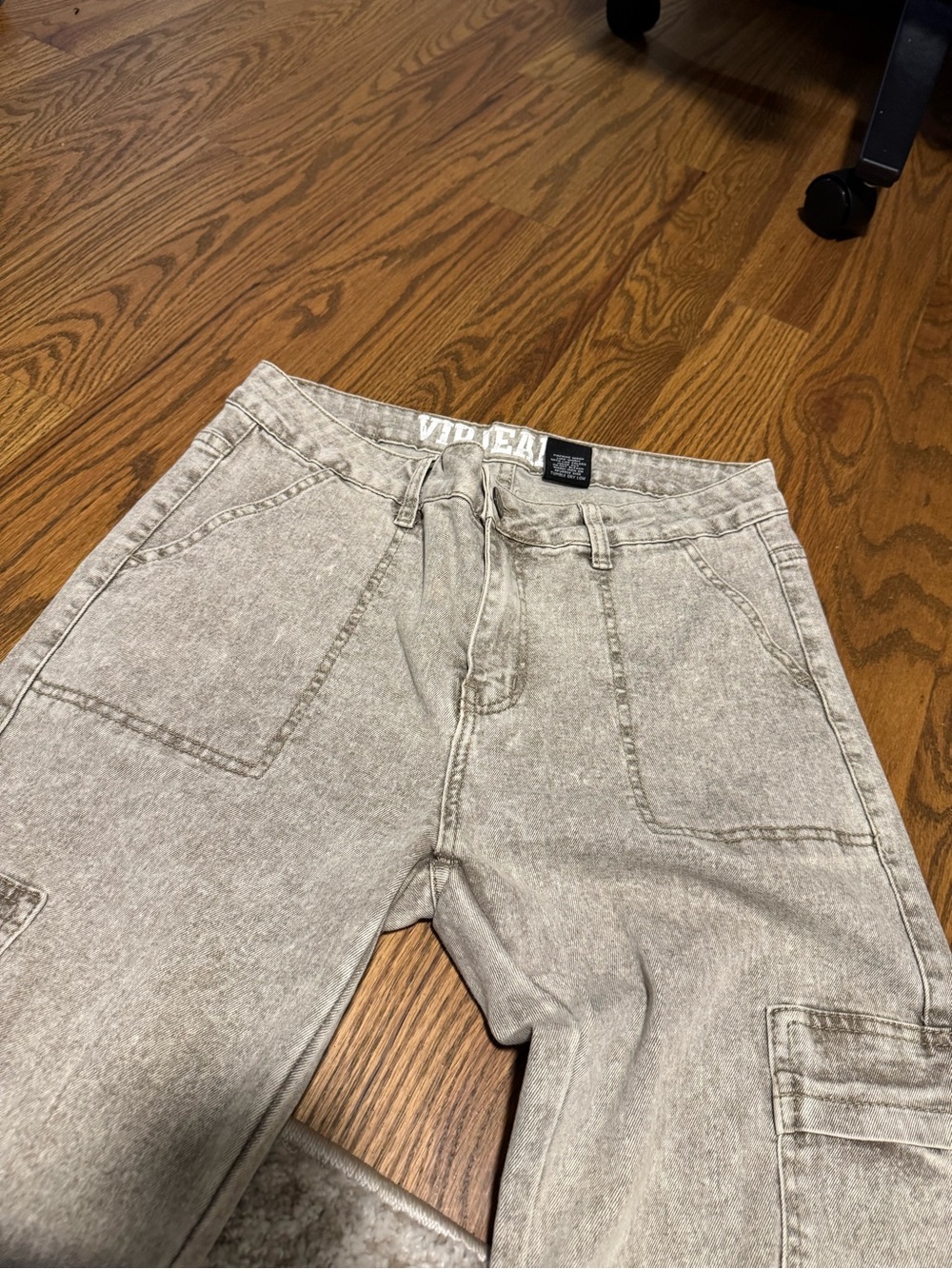 VIP Light Beige Acid-Wash Cargo Jeans